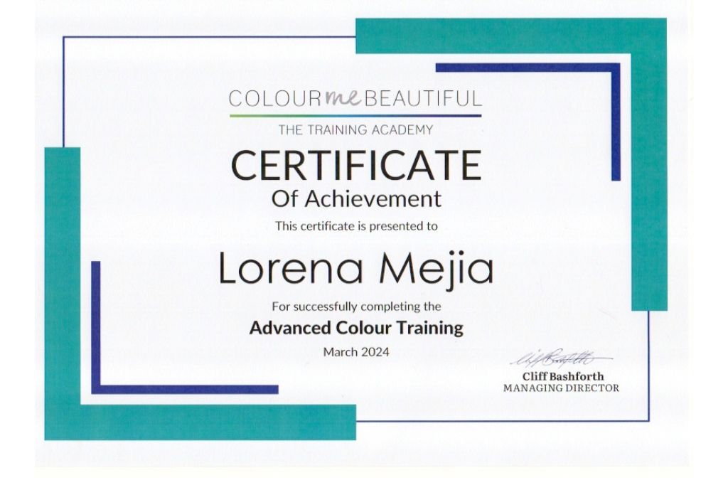 diploma Lorena Mejia - advanced colour Training